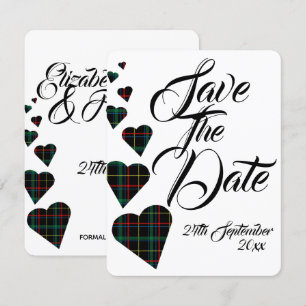 Green Tartan Wedding Save The Date Invitation