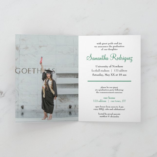 Green Tassel Graduation Announcement (Inside)