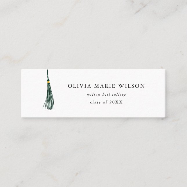 Green Tassel Graduation Name Card (Front)