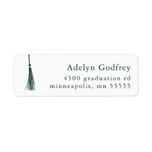 Green Tassel Graduation Return Address Label