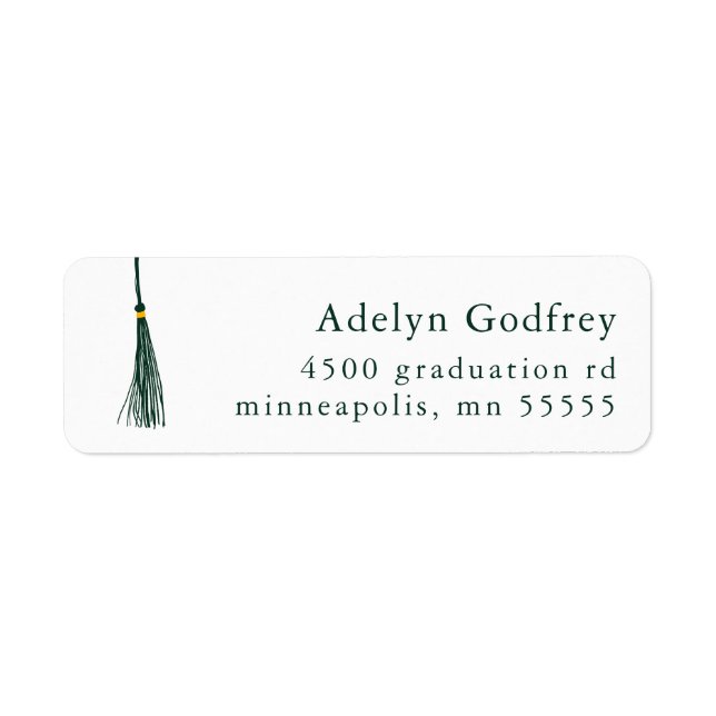 Green Tassel Graduation Return Address Label (Front)