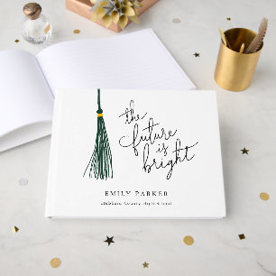 Green Tassel The Future Is Bright Graduation Guest Book