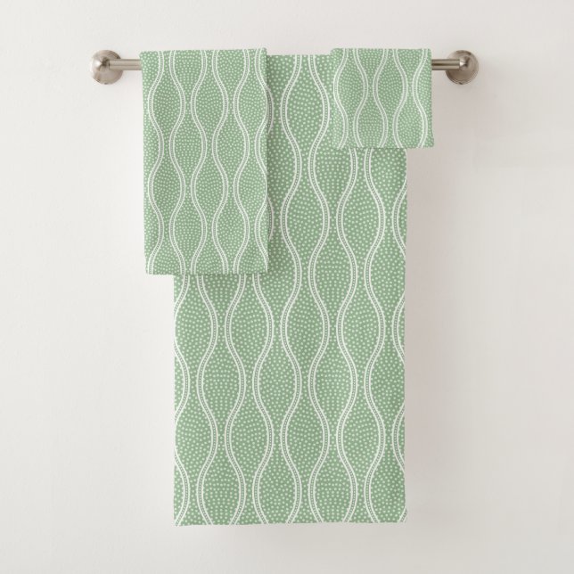 Green Tatewaku Same Komon Bath Towel Set (Insitu)