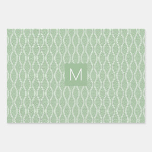 Green Tatewaku with 3 Monograms Wrapping Paper Sheet