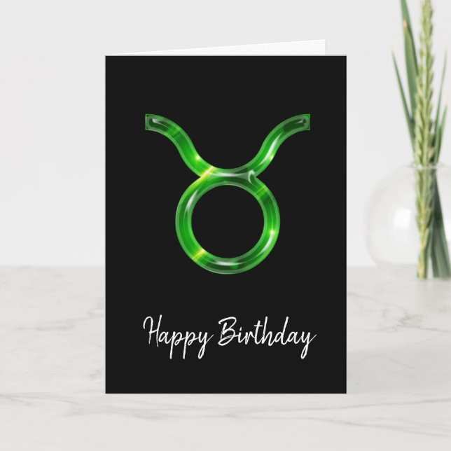 Green Taurus Sign Birthday Card (Front)