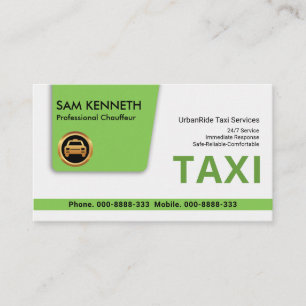 Green Taxi Elegance Special Tab Chauffeur Taxi Business Card