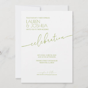 Green Tea • Modern Minimalist Script Wedding Invitation