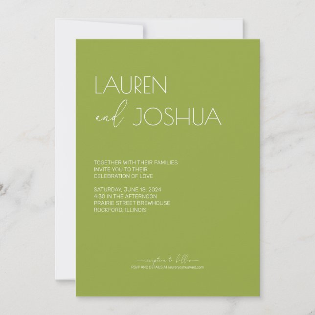 Green Tea • Modern Minimalist Script Wedding Invitation (Front)