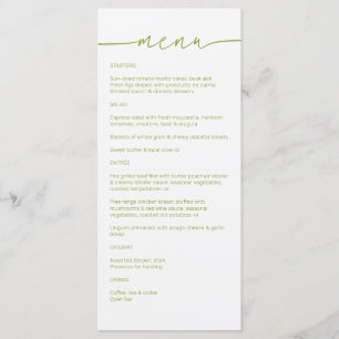 Green Tea • Modern Minimalist Script Wedding Menu