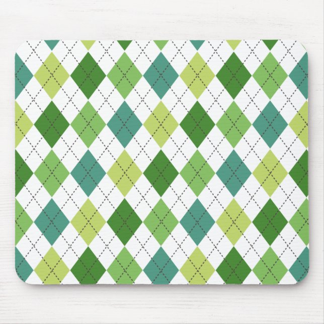 Green, Teal, and Lime Argyle Preppy Mousepad (Front)