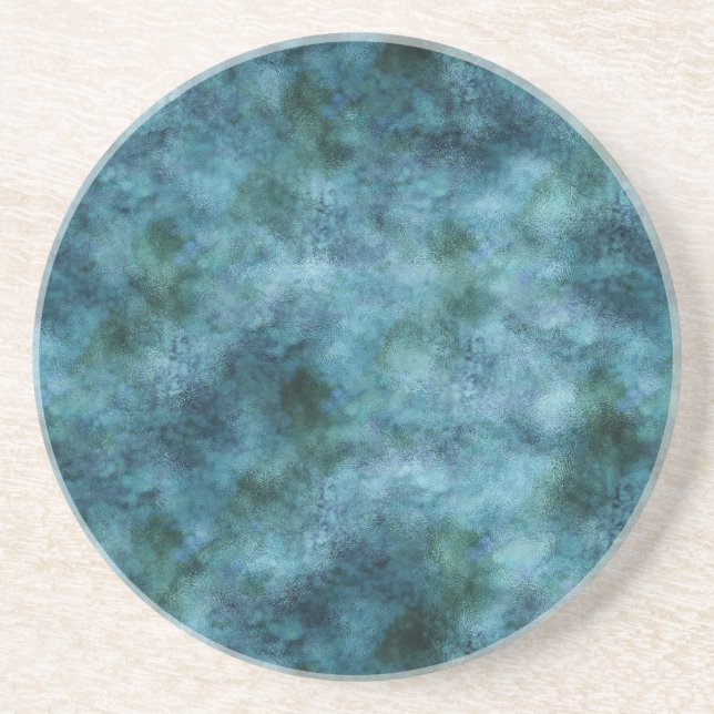 Green Teal Aqua Blue Earth Ocean Marble Abstract Coaster (Front)