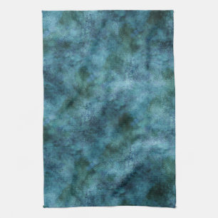 Green Teal Aqua Blue Earth Ocean Marble Abstract Tea Towel