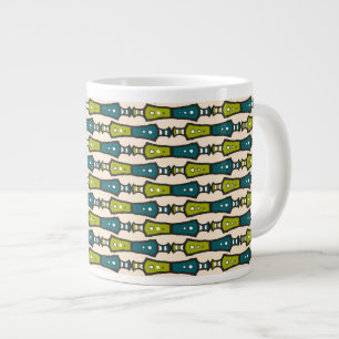 Green Teal Black Cream Tribal Jumbo Coffee Mug