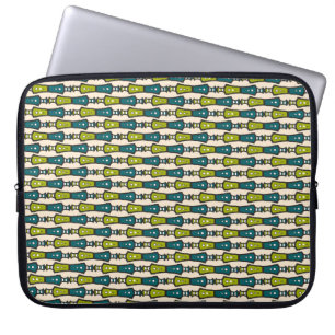 Green, Teal, Black, Cream Tribal: Laptop Sleeve
