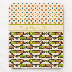 Green, Teal, Black, Cream Tribal: Mousepad