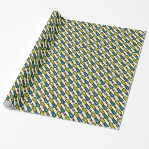 Green Teal Black Cream Tribal Wrapping Paper