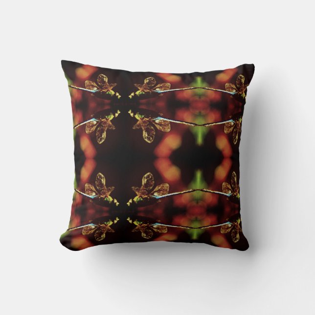 green teal blue  dragonfly pattern solid back cushion (Front)