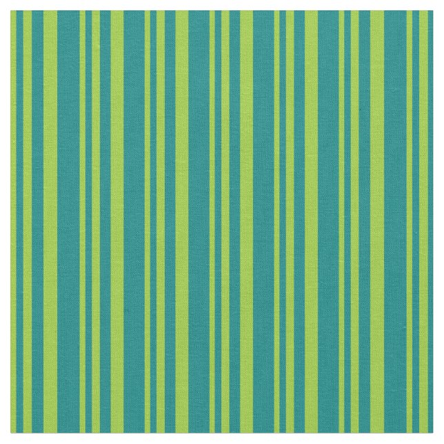 Green & Teal Coloured Stripes Pattern Fabric (Close Up)