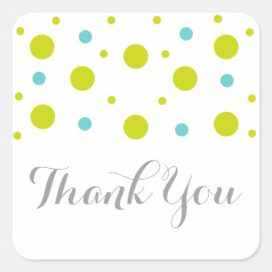 Green Teal Confetti Wedding Thank You Stickers