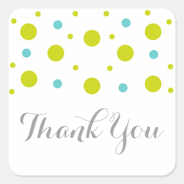 Green Teal Confetti Wedding Thank You Stickers (Front)