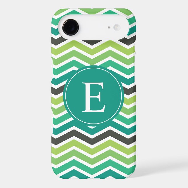 Green Teal Grey Grey Chevron Monogram iPod Touch 5G Cover (Back)