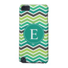 Green Teal Grey Grey Chevron Monogram
