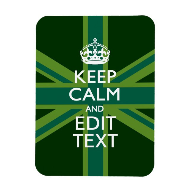 Green Teal Keep Calm And Get Your Text Union Jack Magnet (Vertical)