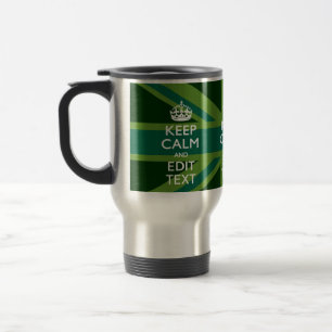 Green Teal Keep Calm And Get Your Text Union Jack Travel Mug
