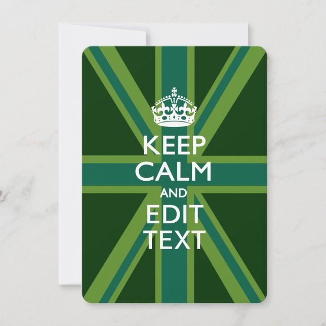 Green Teal Keep Calm And Your Text Union Jack (Front)