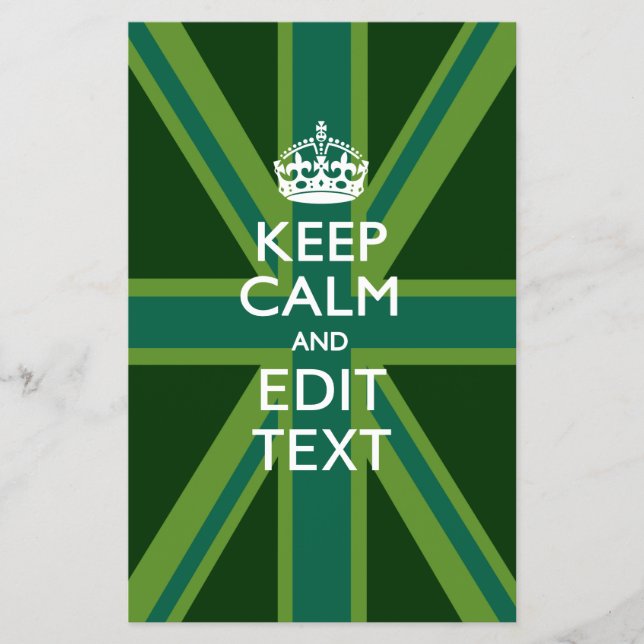 Green Teal Keep Calm And Your Text Union Jack Flyer (Front)
