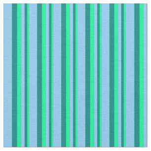 Green, Teal & Light Sky Blue Coloured Pattern Fabric