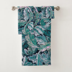 Green & Teal Morris Leaves  Bath Towel Set