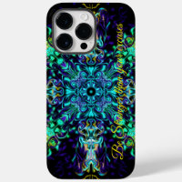 Green Teal Psychedelic Bohemian Mandala   