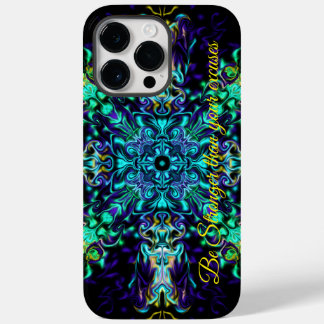 Green Teal Psychedelic Bohemian Mandala iPhone 14 Pro Max Case