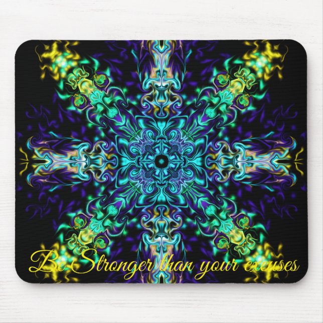 Green Teal Psychedelic Bohemian Mandala    Mouse Pad (Front)