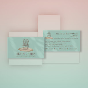 Green Teal Retro Furniture Decor Chair Business Card