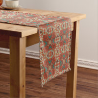 Green Teal Rust Orange Beige Brown Red Tribal Art