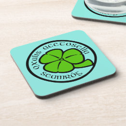 Green Teal Shamrock Saint Patrick's Day Floral Art Coaster