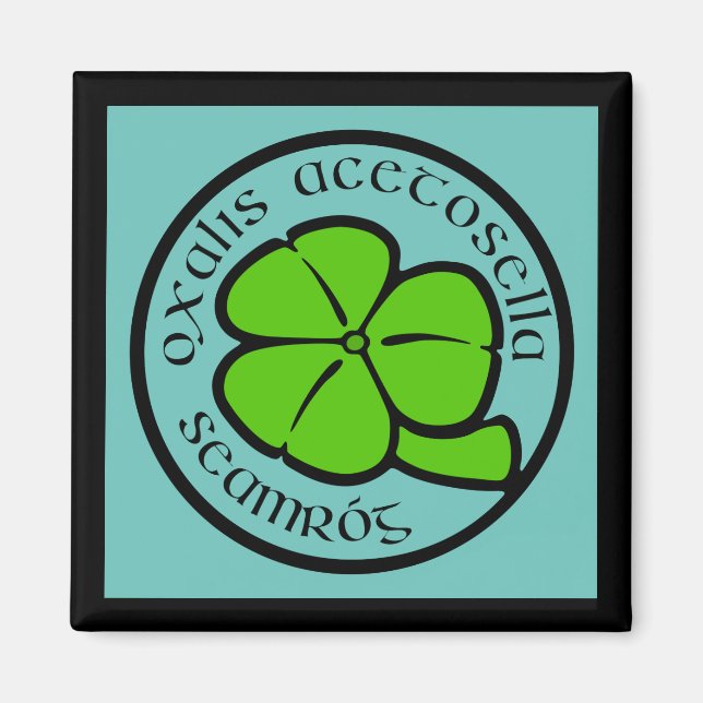 Green Teal Shamrock Saint Patrick's Day Floral Art Magnet (Front)