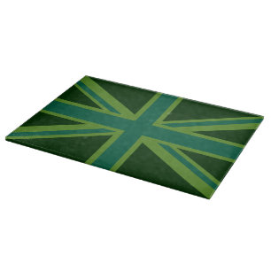 Green Teal Union Jack Flag Style Background Cutting Board