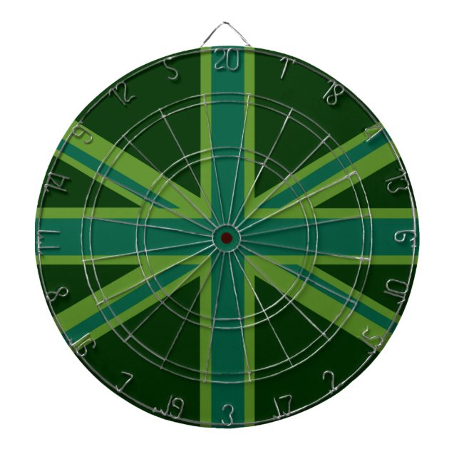 Green Teal Union Jack Flag Style Background Dartboard (Front)