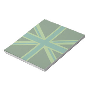 Green Teal Union Jack Flag Style Background Notepad