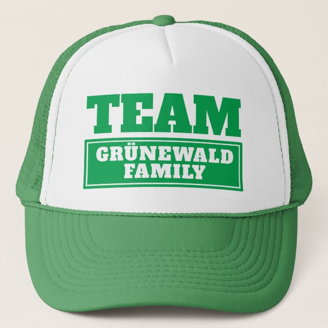 Green team personalised team name or family name trucker hat (Front)