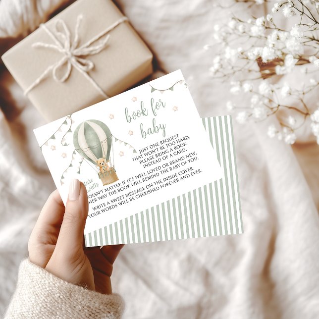  Green Teddy Air Balloon Book for Baby Shower Card (Creator Uploaded)