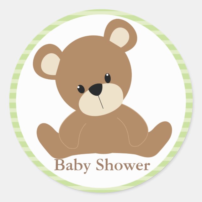 Green Teddy Bear Classic Round Sticker (Front)