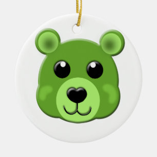green teddy bear face ceramic tree decoration