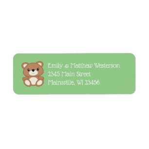 Green Teddy Bear Return Address Label