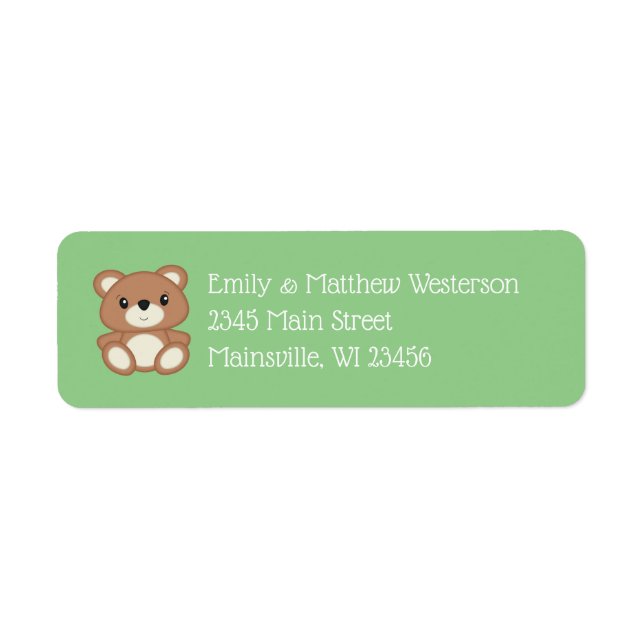 Green Teddy Bear Return Address Label (Front)