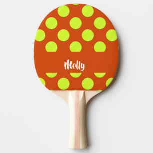 Green tennis ball orange pattern ping pong paddle