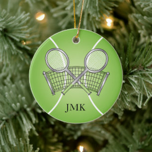 Green Tennis Ball   Personalise Ceramic Tree Decoration